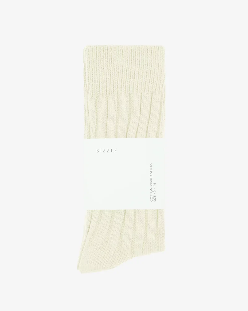 BIZZLE COTTON RIBBED SOCKS CREAM