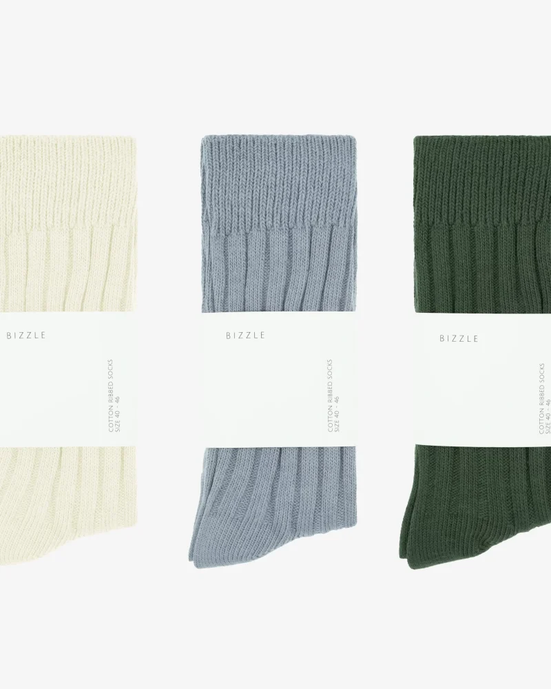 BIZZLE COTTON RIBBED SOCKS 3 PACK