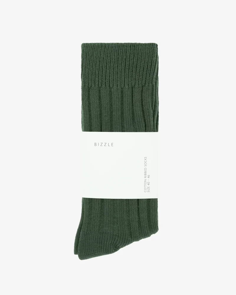BIZZLE COTTON RIBBED SOCKS FOREST GREEN