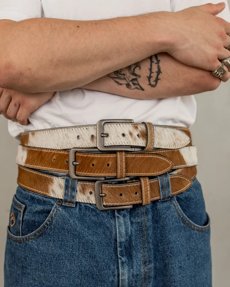 BIZZLE COWHIDE LEATHER BELT BROWN